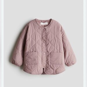H&M Quilted Snap-Front Jacket in Mauve Pink